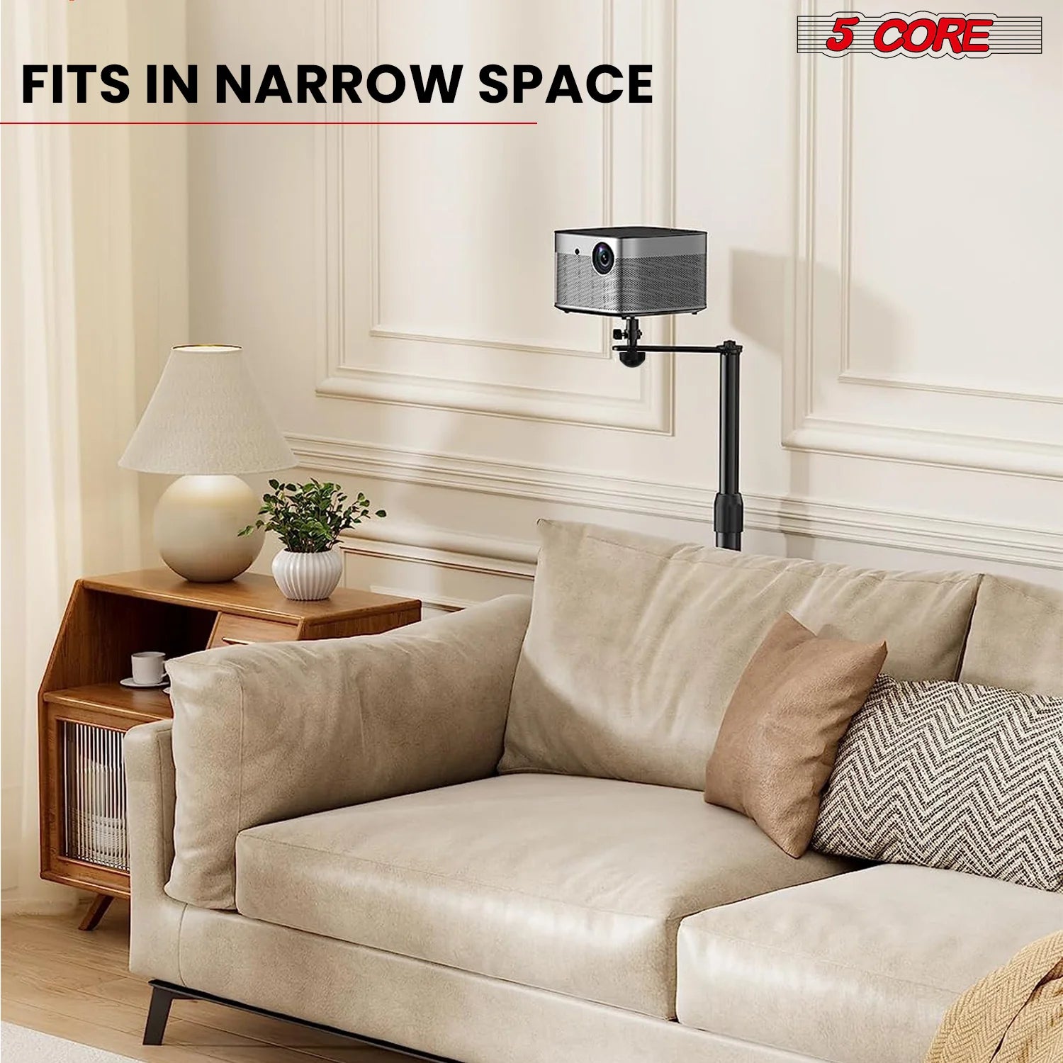 5Core Projector Stand Height Adjustable Projector Mount Floor W 360° Swivel 3 Mounting Options