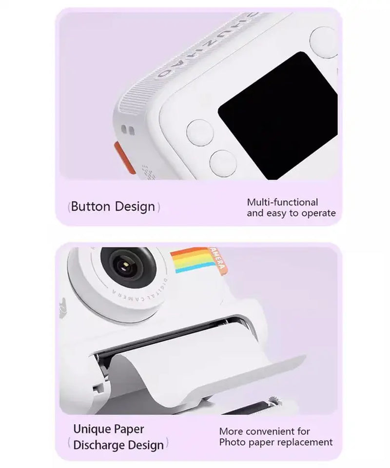 Children'S Polaroid Camera，Inkless Instant Print Camera 1080P, Digital Camera, with 8G Memory Card, Compact Portable Camera for Kids, Teenagers, and Beginners, Christmas Birthday Gift Durable