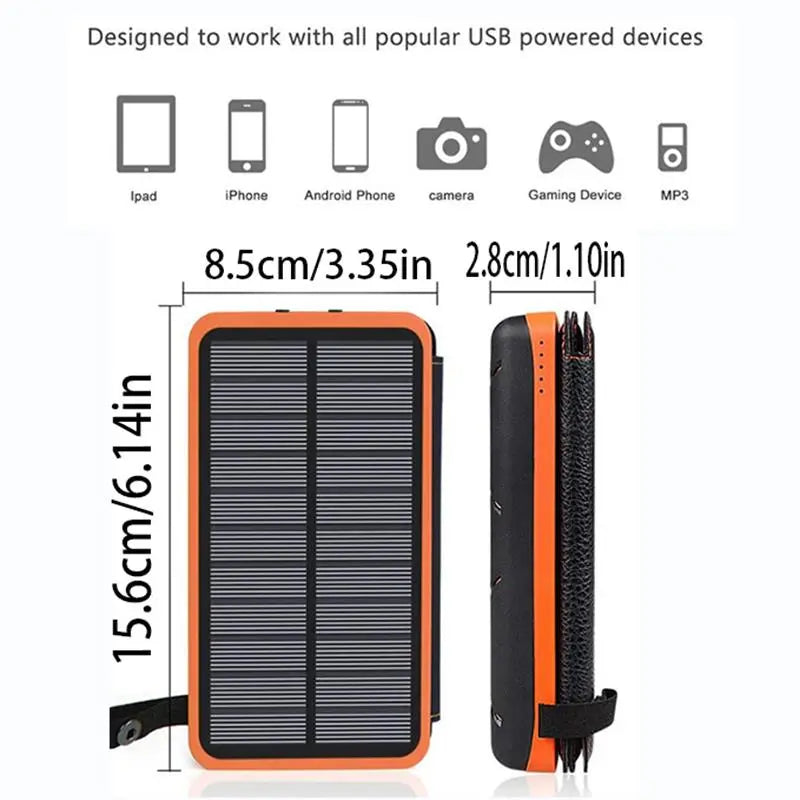 Solar Charger 10000Mah (1 Count), Portable Outdoor USB C Power Bank with 4 Solar Panels, 3A Fast Charge External Battery Pack with 2 USB Outputs Compatible with Smartphones, Tablets, Etc.