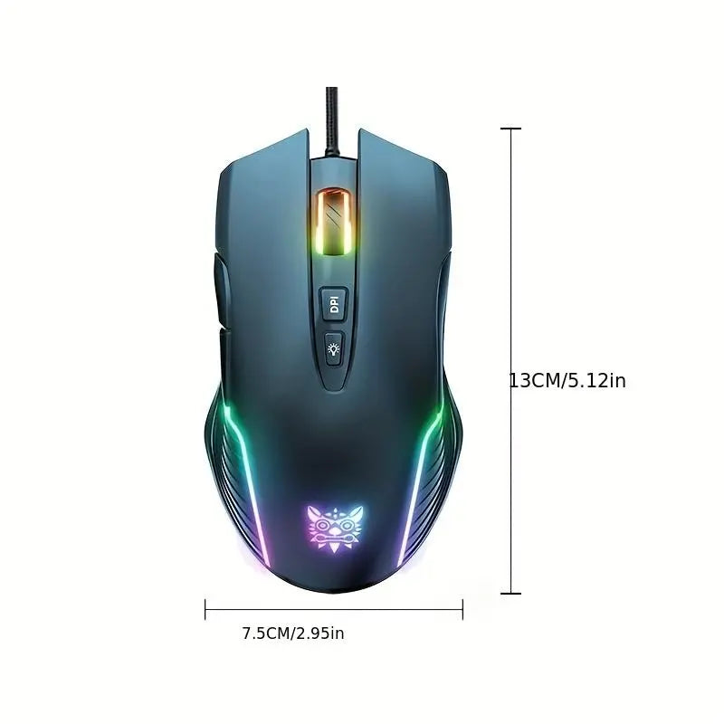 USB Wired Gaming Mouse with RGB Backlight for Gamer Accessories, CW905 Black 6400DPI Wired Mouse for Gaming Work Study, Portable Comfortable USB Game Mice for Home Office Desktop, Best Gaming Accessories Gifts for Gamers