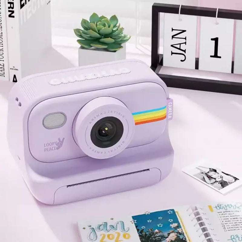 Children'S Polaroid Camera，Inkless Instant Print Camera 1080P, Digital Camera, with 8G Memory Card, Compact Portable Camera for Kids, Teenagers, and Beginners, Christmas Birthday Gift Durable