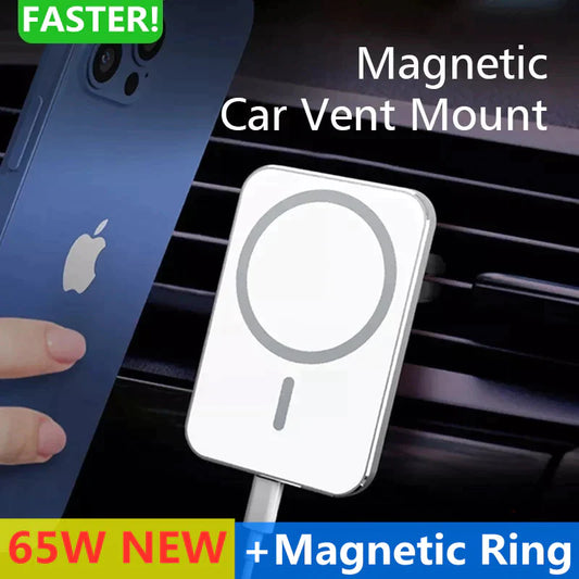 65W Magnetic Wireless Chargers Car Air Vent Phone Holder for Iphone 12 13 14 Pro Max Induction Charger Fast Charging Station