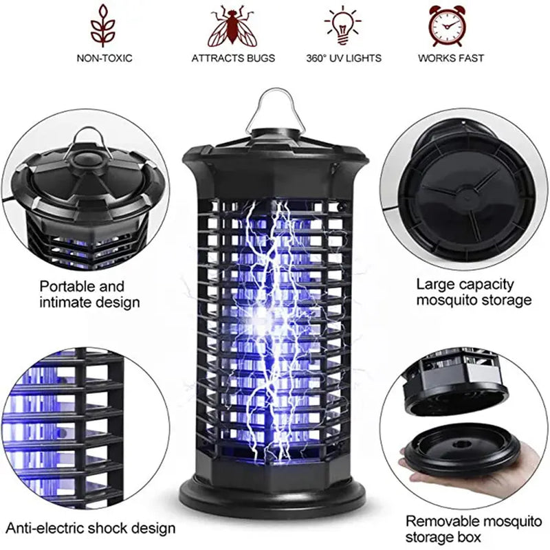 Electronic Mosquito Killer Lamp, Bug Zapper, 360 Degree Attract & Kill Mosquito, Fly Trap for Outdoor Indoor