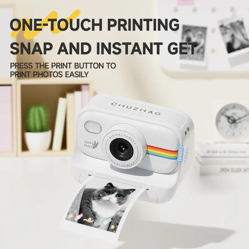 Children'S Polaroid Camera，Inkless Instant Print Camera 1080P, Digital Camera, with 8G Memory Card, Compact Portable Camera for Kids, Teenagers, and Beginners, Christmas Birthday Gift Durable