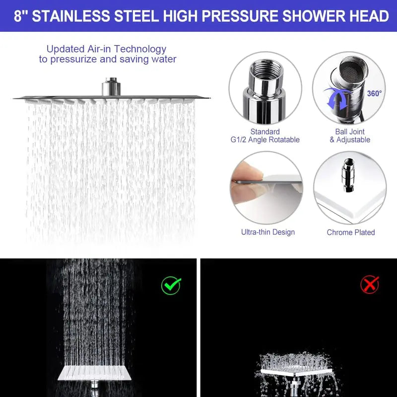 Shower Head Combo,10 Settings Handheld Filtered Shower Head/10" High Pressure Rain Shower Head with 11" Extension Arm, Bracket/Hose, Chrome