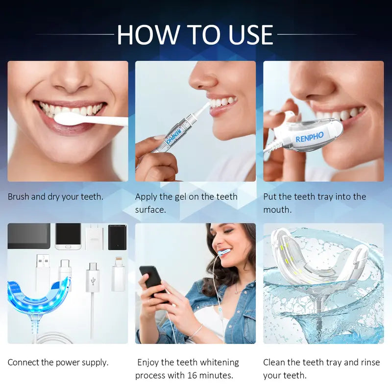 Teeth Whitening Kit 16X LED Light with 3 Teeth Whitening Pens