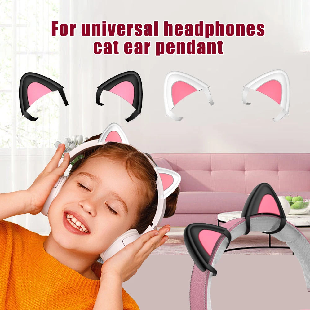 Cute Headphones Accessories Cat Ear Earmuffs Pendant Gaming Headsets Attachment Stereo Earphones Earbuds Silicone Decoration