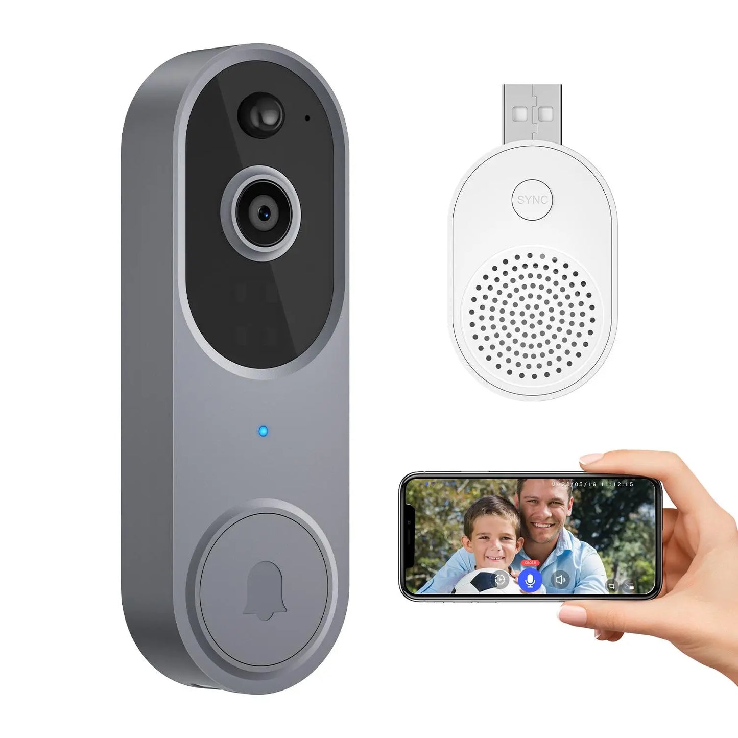 Smart Video Doorbell Camera Security, Summer 1080P Wireless Security Camera Doorbell with Chime, Human & Motion-Detection, Night-Vision, Electronics Wifi Security Camera for Home & Office