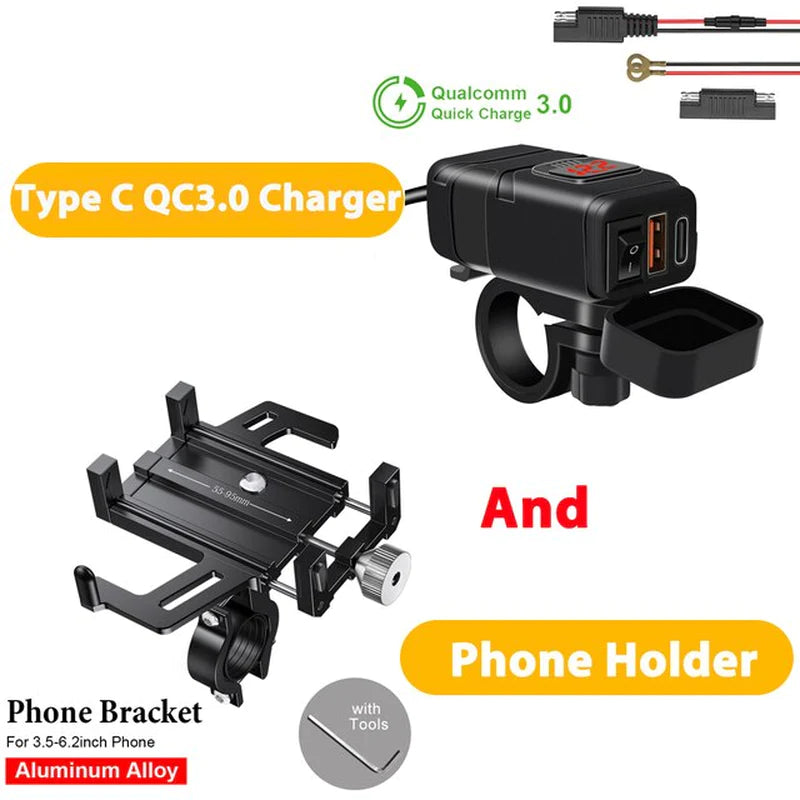 Motorcycle USB Charger 12/24V Waterproof Dual Port Adapter for Cellphone Socket Moto Accessories