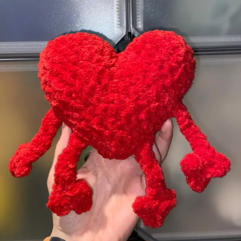 Leggy Heart Friend Plushie, Handmade Amigurumi, Crochet Heart Buddy