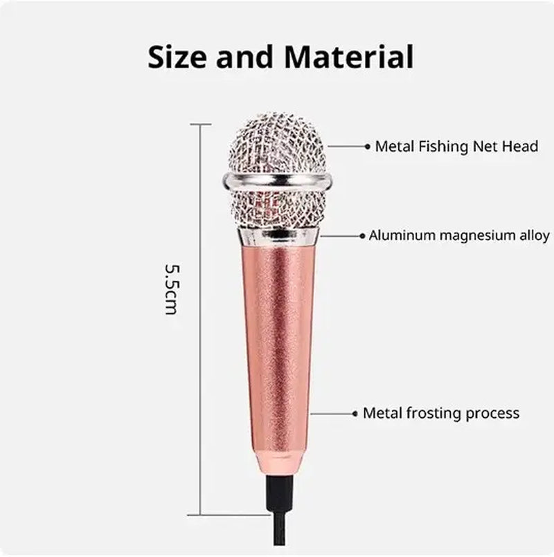 Wired Microphone (Adapters Available(Lightning, USBC)) Stereo Studio Mic KTV Karaoke Mini Microphone for Smart Phone Laptop PC Desktop Handheld Audio Cable Plug Portable Colorful Connection Devices Recording Smartphone Protection