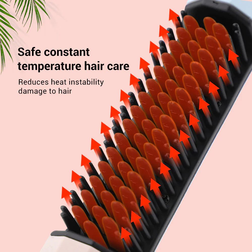 Professional Hair Hot Heating Comb Straightener for Women'S Hair Wigs Beard Electric Straightening Brush Smoothing Comb Wireless