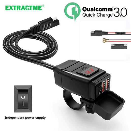 Motorcycle USB Charger 12/24V Waterproof Dual Port Adapter for Cellphone Socket Moto Accessories