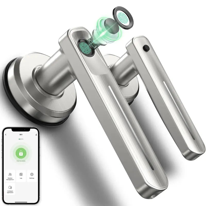 Geektale Fingerprint Door Lock, Fingerprint Door Lock with App, Smart Door Handle Fingerprint Door Knob Door Levers for Bedroom,Office,Apartments,Hotels