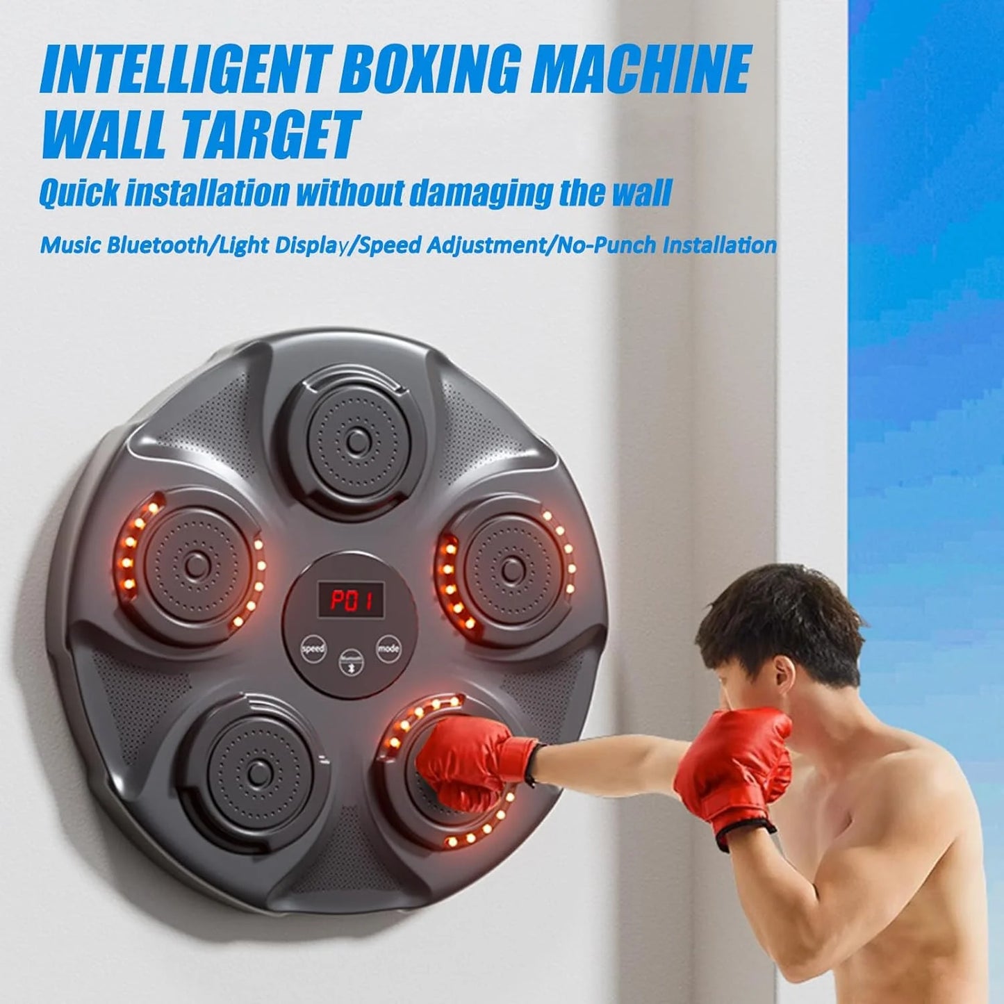 Music Boxing Machine, Smart Bluetooth Boxing Machine Wall Mounted, Boxing Training Punching Equipment, Home Workout Boxing Target Machine