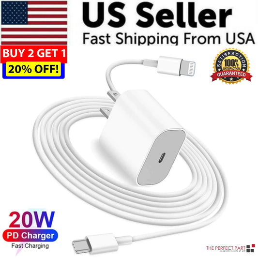 2024 20W USB-C Fast Charger PD Adapter Cable for Iphone 14/13/12/11 XR Pro Ipad