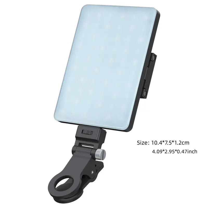 Portable LED Selfie Light with Front & Back Phone Clip, High Power 60 LED 2000MAH Rechargeable Camera Fill Light for Summer, 3 Light Modes Clip on Ring Light for Tablet/Laptop/Camera/Tripod, Zoom Call Video Fill Light for Camera Use, Back to School Gifts