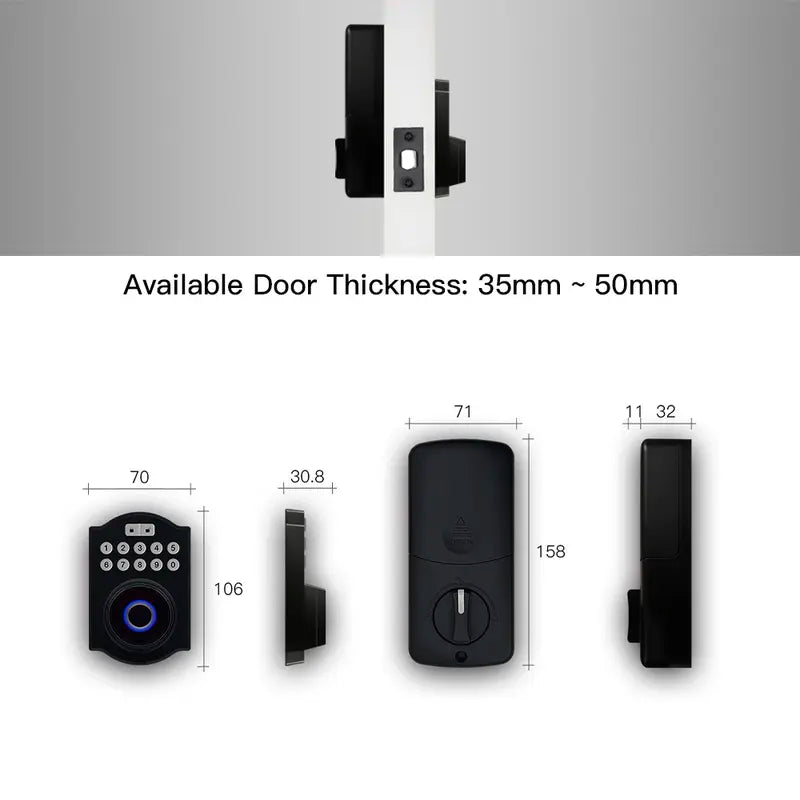 Fingerprint Door Lock, Keyless Entry Door Lock with Code, Electronic Keypad Deadbolt Smart Locks for Front Door, Anti-Peeping Password, Auto Lock, Easy to Install