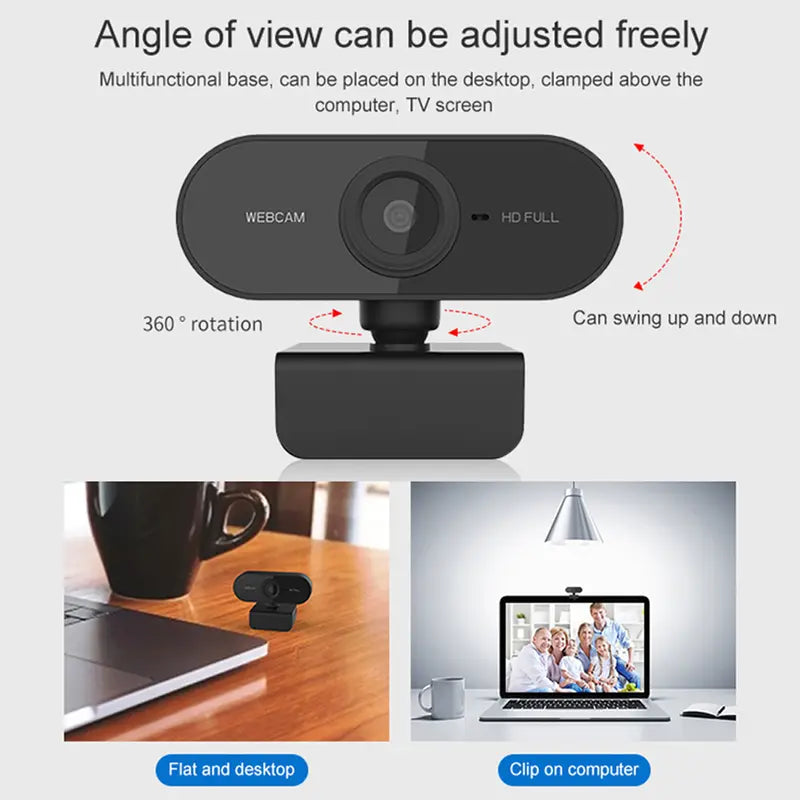 Webcam for Pc with Built-In Microphone and Rotatable Tripod, 1080P Video and Wide Angle Camera, Privacy Cover, (Webcam with USB Cable)For Live Streaming, Video Conferencing, and Online Classes