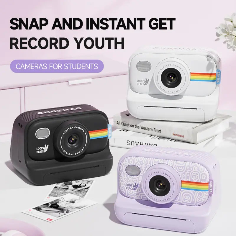 Children'S Polaroid Camera，Inkless Instant Print Camera 1080P, Digital Camera, with 8G Memory Card, Compact Portable Camera for Kids, Teenagers, and Beginners, Christmas Birthday Gift Durable