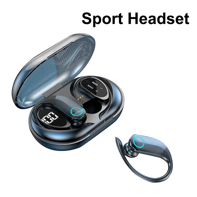 Bluetooth Earphone TWS Wireless Earphone LED Earbuds 9D with Mic Sport Bass Headset Audio Cable Headphones Device Mobile Usb Electronic Chargeable Charging