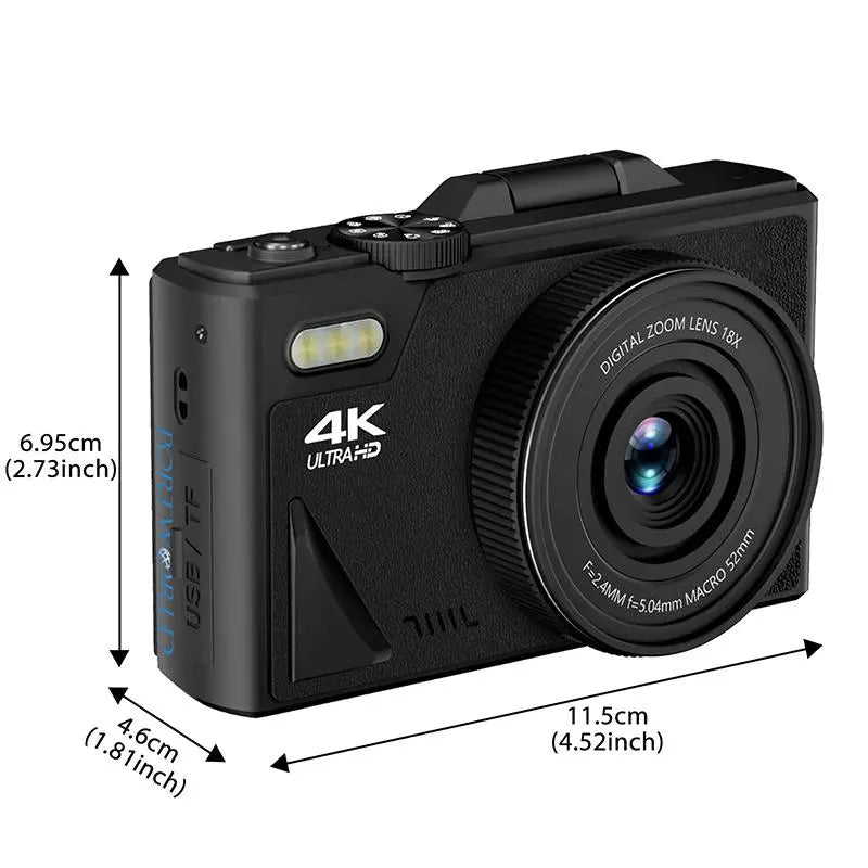 4K Digital Camera, Vlogging Camera with LED Fill Light & 6 Filter Functions, Portable Compact Digital Camera for Photography & Video Recording Camera Digital, Back to School Gifts