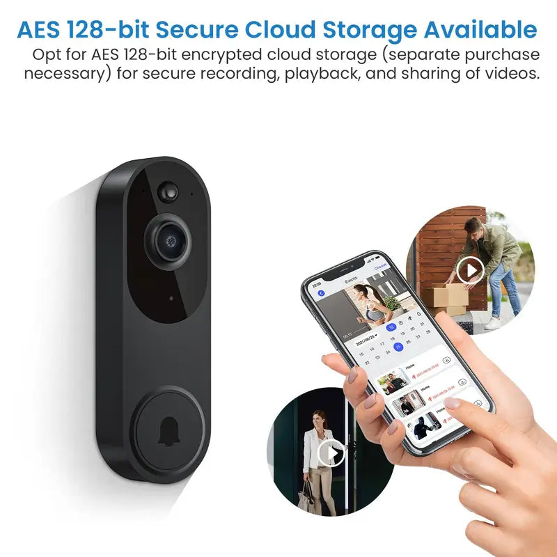 Wireless Video Doorbell Camera, Smart Security Doorbell Camera with AI Human Detection & Night Vision, Security Doorbell Camera for Home