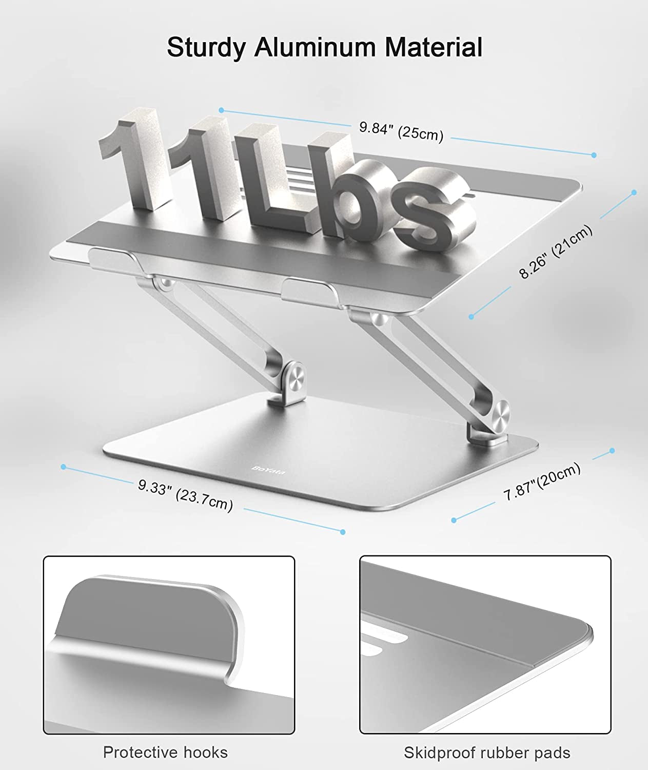 Laptop Stand, Adjustable Laptop Riser Ergonomic Computer Stand for Desk, Aluminum Laptop Holder Compatible for Macbook Pro/Air, Surface Laptop and Other Laptops up to 15 Inches