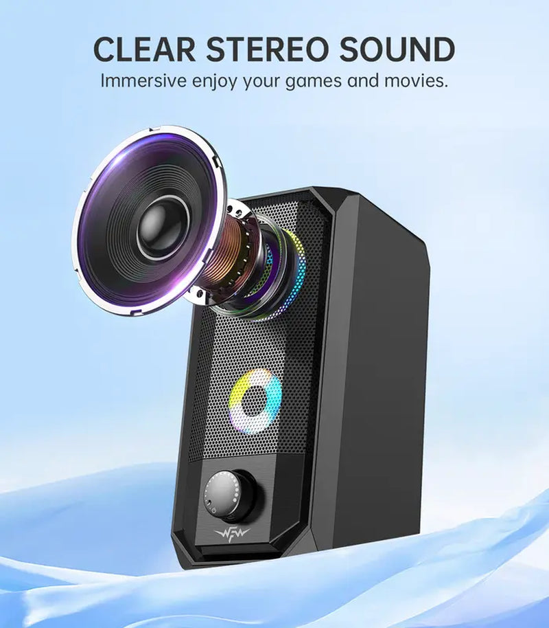 Computer Speakers for Desktop PC and Laptop, Monitor Speakers with RGB Lights, FC03 USB Powered Gaming Speakers