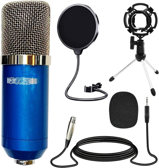 5Core Recording Microphone Podcast Bundle Professional Condenser Cardioid Mic Kit W Desk Stand