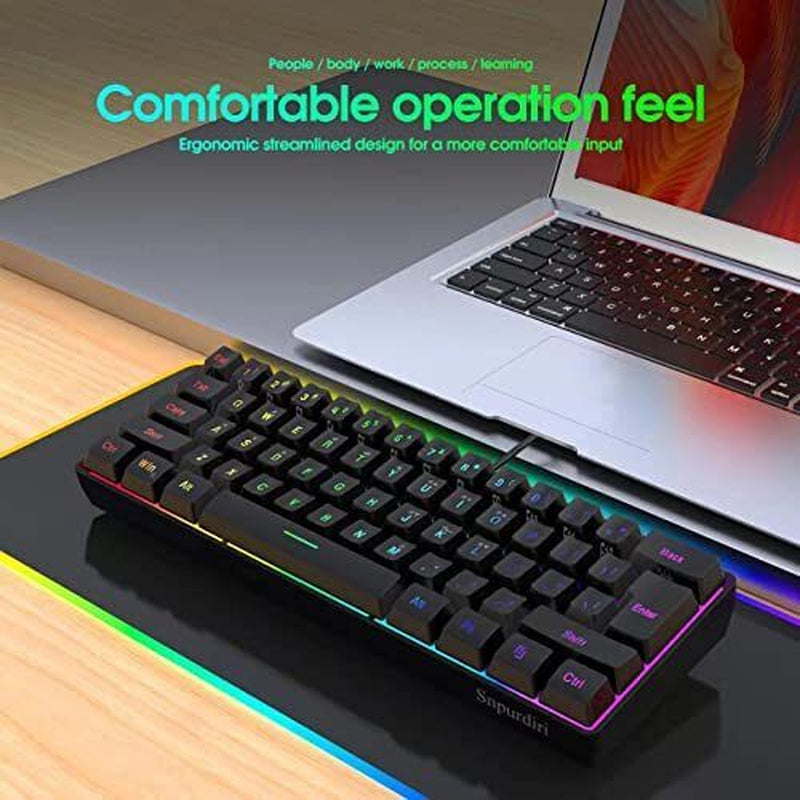 60% Wired Gaming Keyboard, RGB Backlit Ultra-Compact Mini Keyboard, Waterproo...