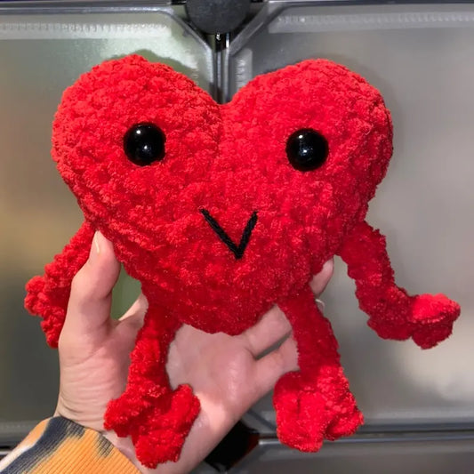 Leggy Heart Friend Plushie, Handmade Amigurumi, Crochet Heart Buddy