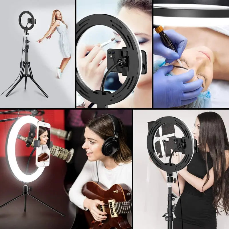 Kik_14 Inch Selfie Ring Light with 3 Cell Phone Holder, Remote Controller, and 76 Inch Tripod Stand for Live Stream, Makeup, Youtube Video, Photography Tiktok, & More Compatible with Universal Phone (Black) Accessories Smartphone