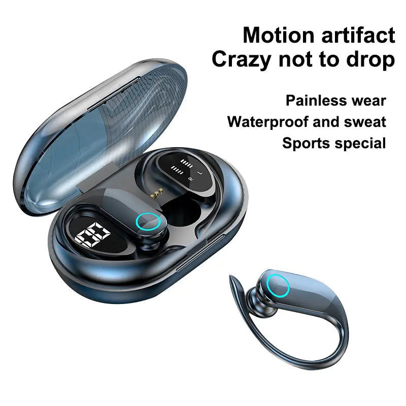 Bluetooth Earphone TWS Wireless Earphone LED Earbuds 9D with Mic Sport Bass Headset Audio Cable Headphones Device Mobile Usb Electronic Chargeable Charging