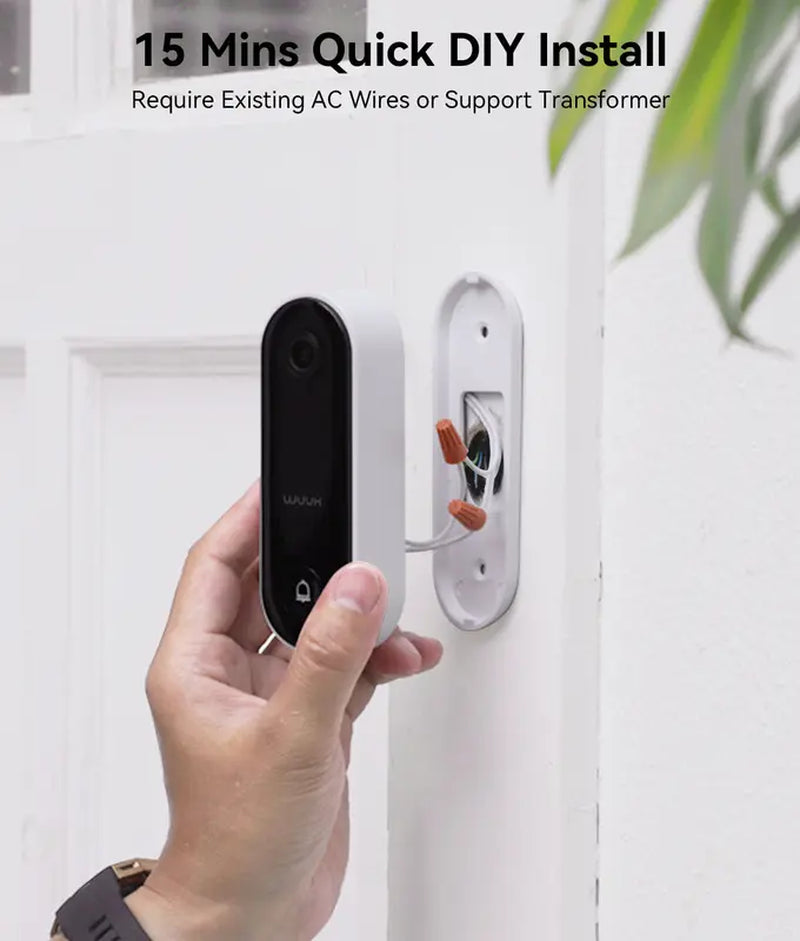 WUUK Wired Smart Doorbell 2K with On-Device AI Facial Recognition, Local Storage, and Free Chime - Home Improvement Security & Safety Doorbells & Intercoms