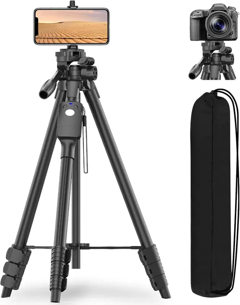 TONEOF Tripod Professional Camera Tripods with Quick-Release Plate, 60" Tripod for Camera & Cell Phone Tripod Stand with Remote&Travel Bag, Tripod with Mount for Phone/Camera/Projector/Webcams