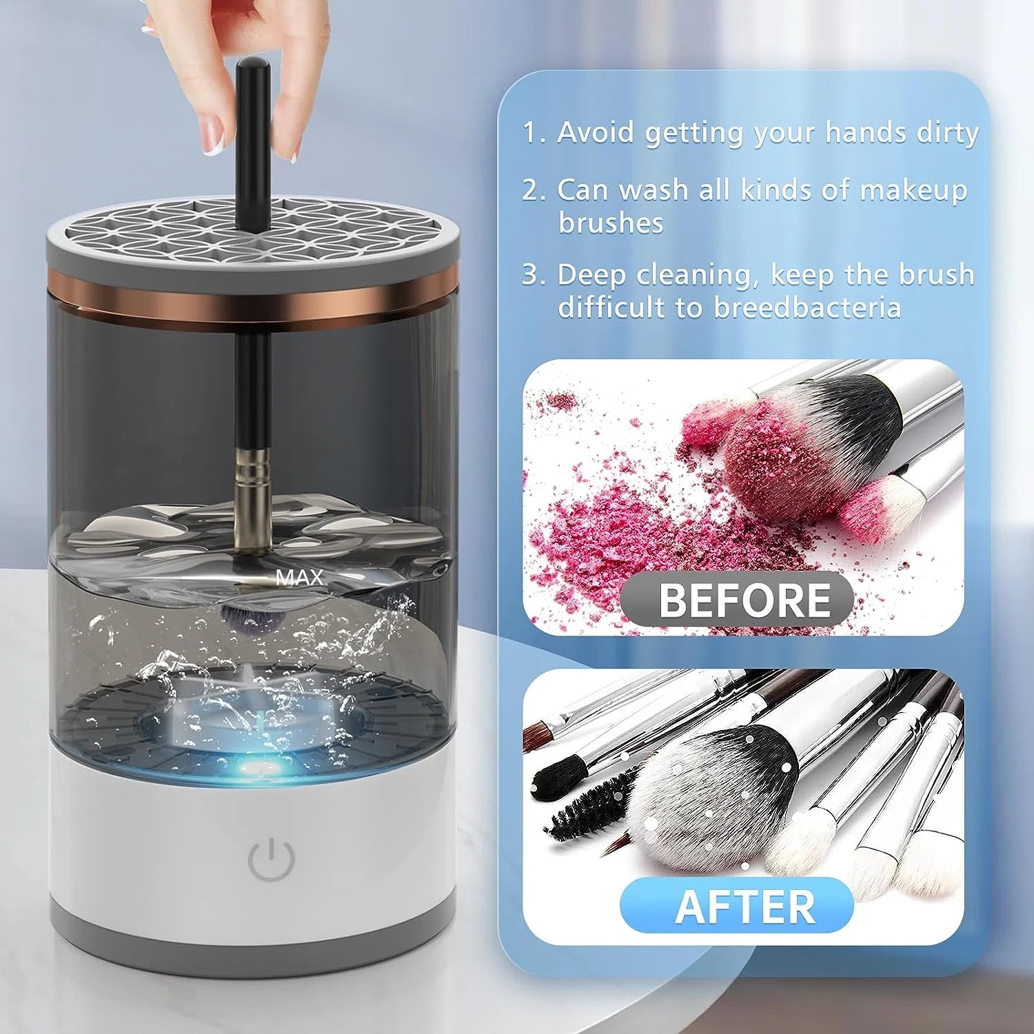 Electric Makeup Brush Cleaner Machine, USB Make up Brush Cleaner,Portable Electric Makeup Brush Cleaner, Makeup Brush Cleaner Machine with Makeup Brush Cleaner Mat for All Size Makeup Brush