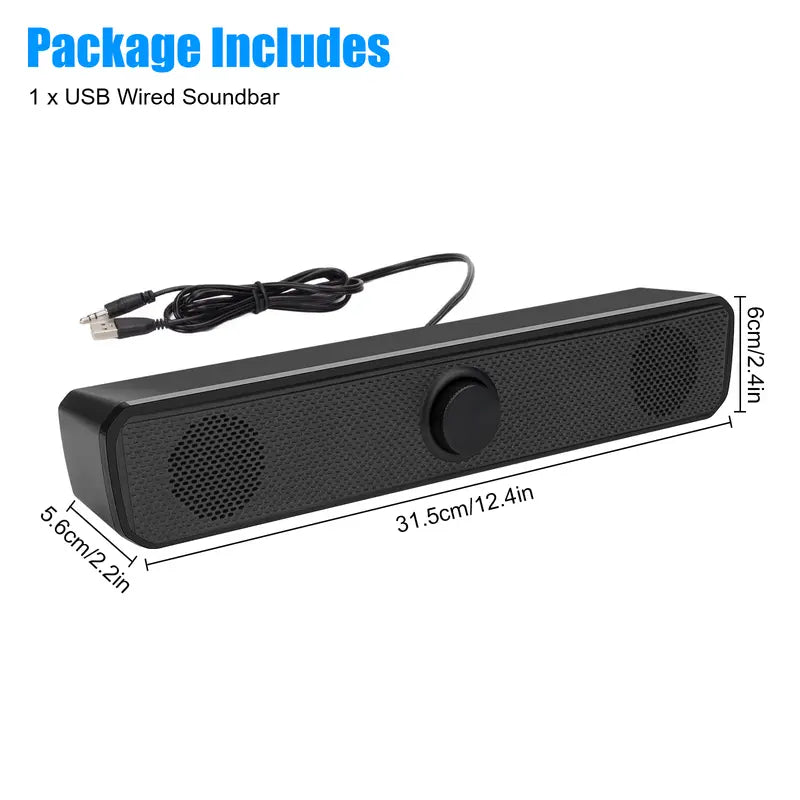 3.5Mm USB Wired Computer Speaker - Stereo Bass 2.0 Speakers with Volume Control for PC, Laptop, Desktop ,Stereo Audio