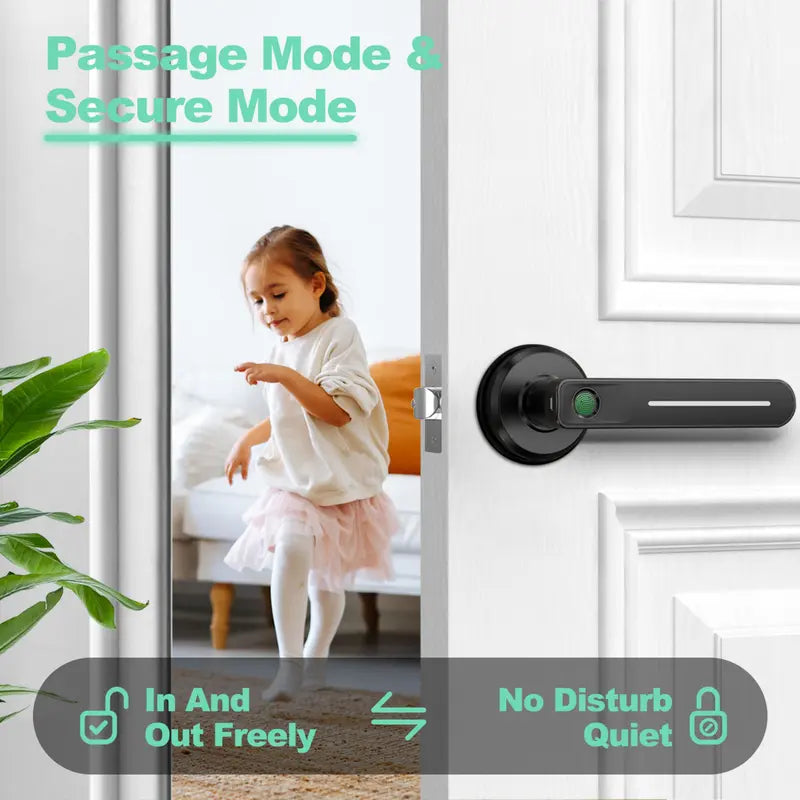 Geektale Fingerprint Door Lock, Fingerprint Door Lock with App, Smart Door Handle Fingerprint Door Knob Door Levers for Bedroom,Office,Apartments,Hotels