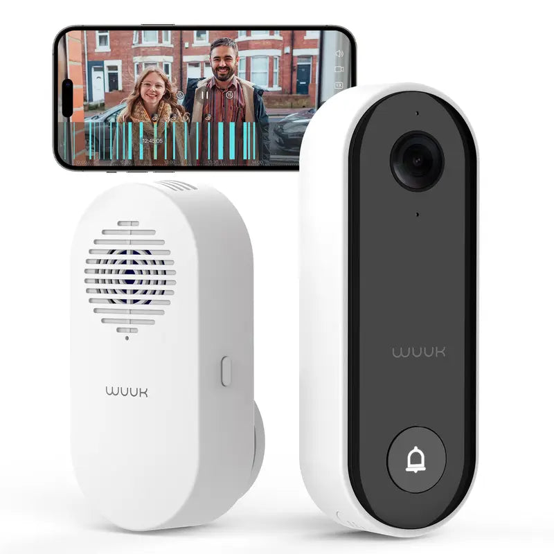 WUUK Wired Smart Doorbell 2K with On-Device AI Facial Recognition, Local Storage, and Free Chime - Home Improvement Security & Safety Doorbells & Intercoms