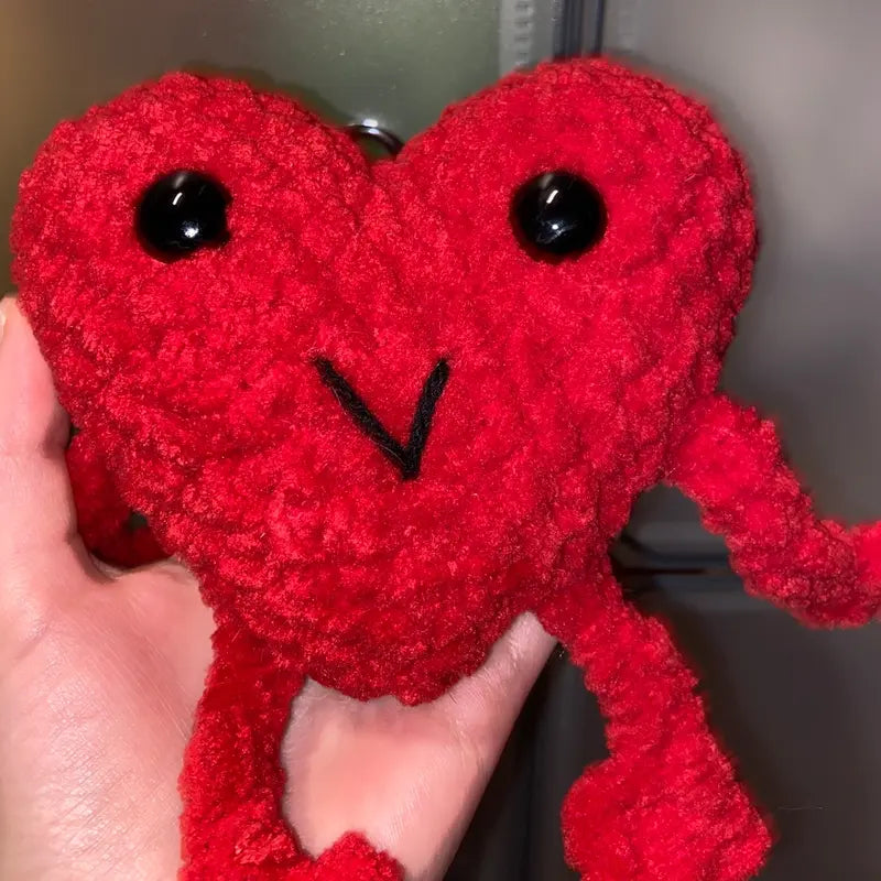 Leggy Heart Friend Plushie, Handmade Amigurumi, Crochet Heart Buddy