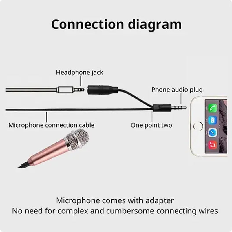 Wired Microphone (Adapters Available(Lightning, USBC)) Stereo Studio Mic KTV Karaoke Mini Microphone for Smart Phone Laptop PC Desktop Handheld Audio Cable Plug Portable Colorful Connection Devices Recording Smartphone Protection