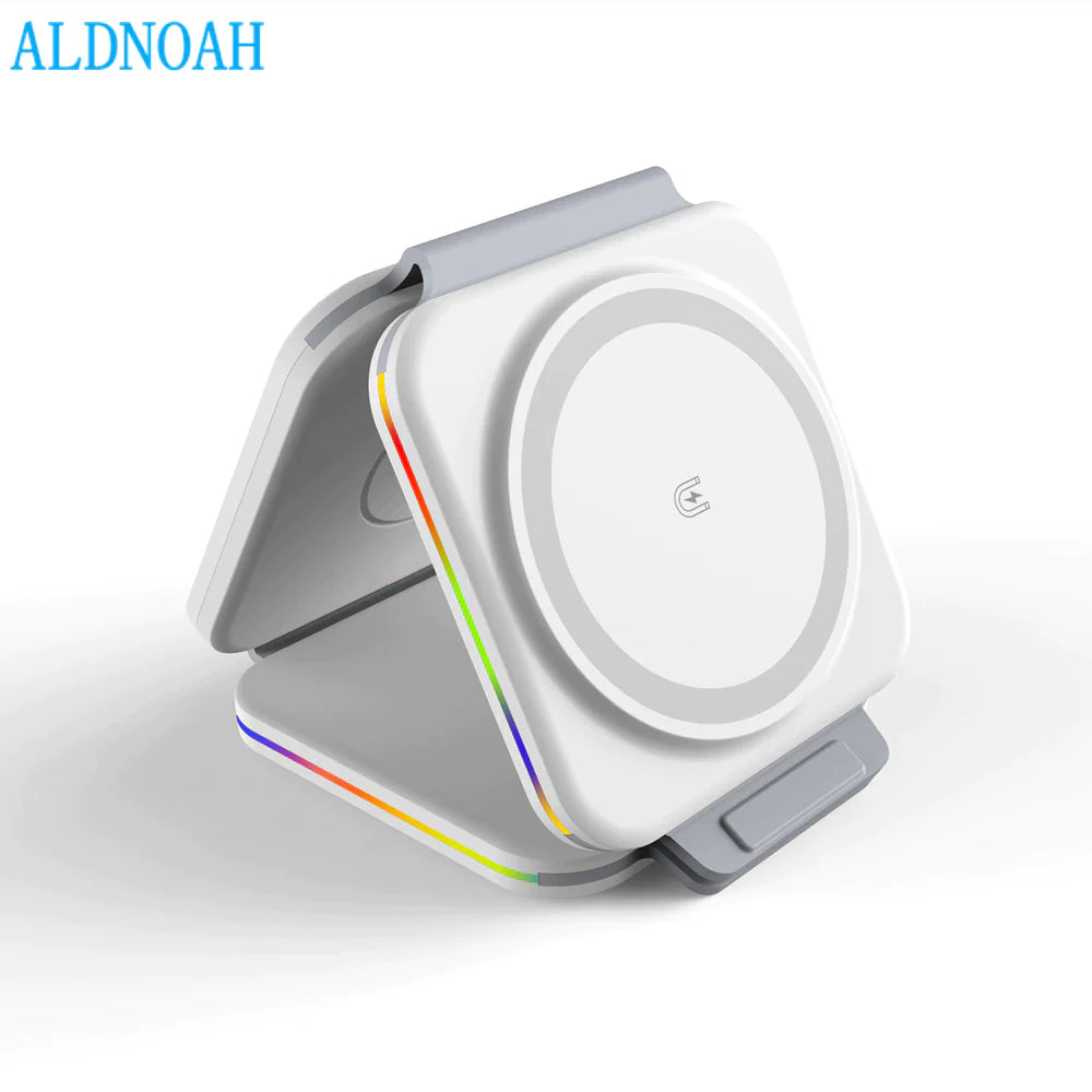 3 in 1 Foldable Magnetic Wireless Charger for Iphone 14 13 12 11 Pro Max Portable Wireless Charger for Apple Watch 8 7 6 Airpods