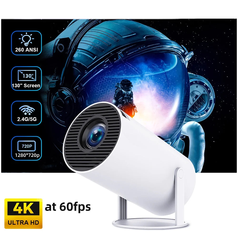 HY300 Portable Smart Android Mini Projector with 5G WIFI 6, Max 4K Resolution, Bluetooth Video Projectors