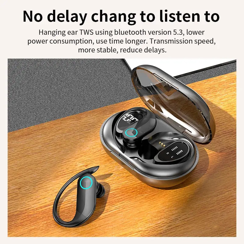 Bluetooth Earphone TWS Wireless Earphone LED Earbuds 9D with Mic Sport Bass Headset Audio Cable Headphones Device Mobile Usb Electronic Chargeable Charging