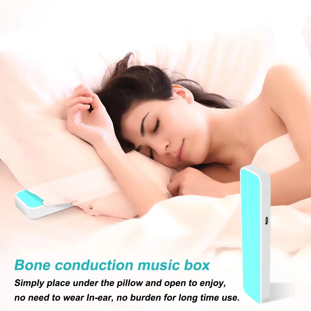 Bone Conduction Music Box Wireless Bluetooth-Compatible Speaker Stereo Bass under Pillow Improve Sleep Travel for Facebook-Blue