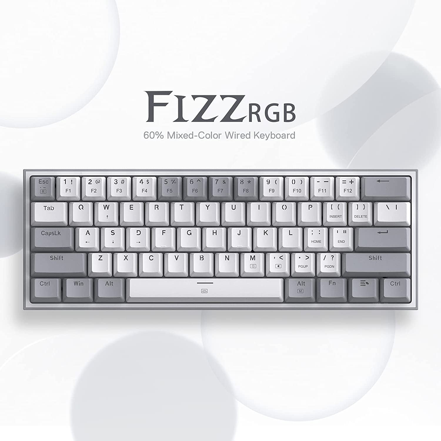 K617 Fizz 60% Wired RGB Gaming Keyboard, 61 Keys Hot-Swap Compact Mechanical Keyboard W/White and Grey Color Keycaps, Linear Red Switch, Pro Driver/Software Supported