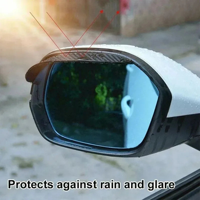 Universal Car Rearview Mirror Rain Eyebrow Carbon Fiber Pattern Rain Cover Rear View Mirror Sun Visor Eyebrow Rainy Covers