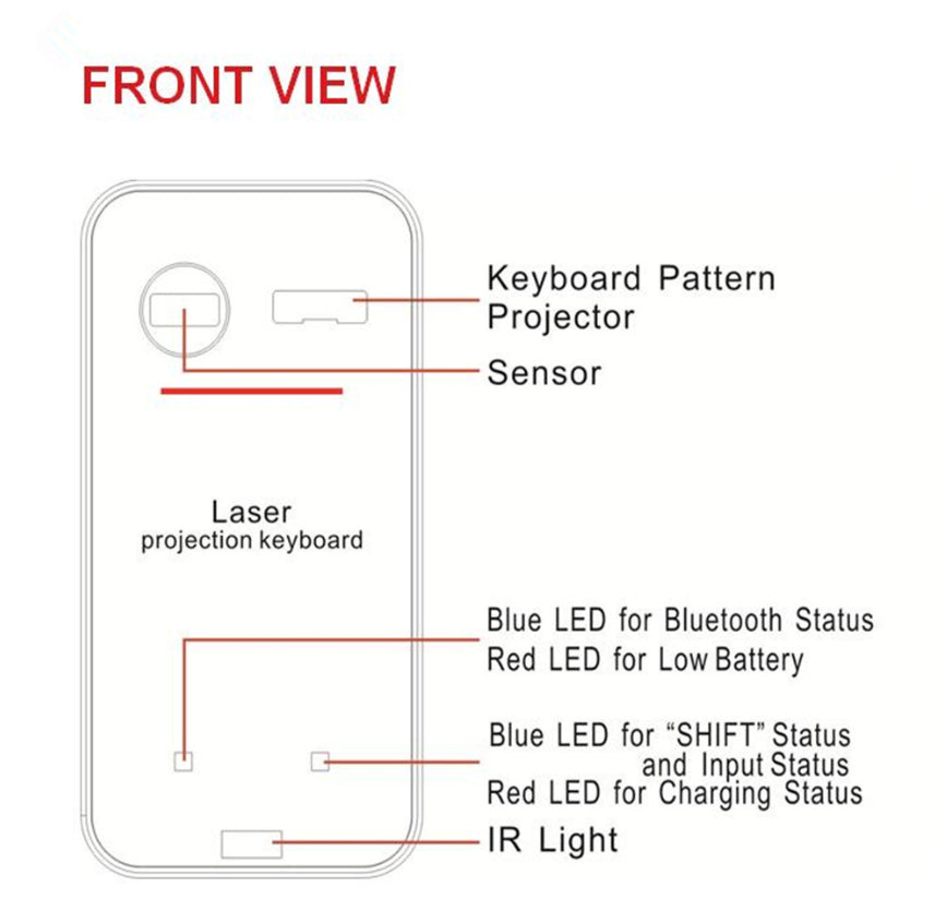 LEING FST Virtual Laser Keyboard Bluetooth Wireless Projector Phone Keyboard for Computer Pad Laptop with Mouse Function