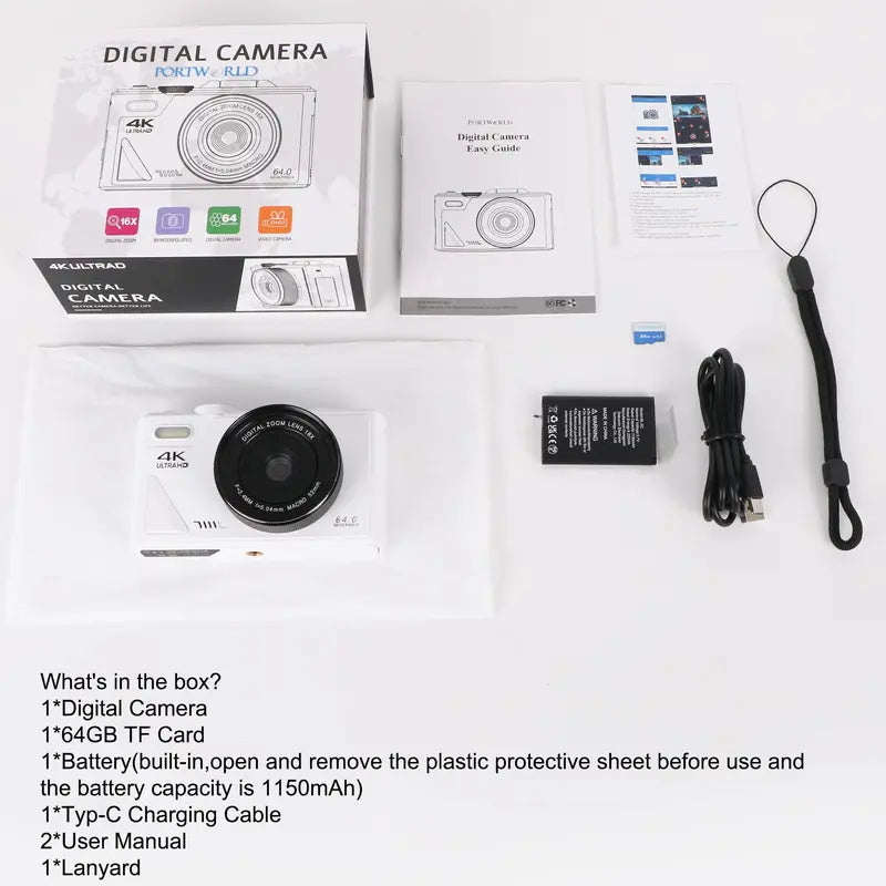 4K Digital Camera, Vlogging Camera with LED Fill Light & 6 Filter Functions, Portable Compact Digital Camera for Photography & Video Recording Camera Digital, Back to School Gifts